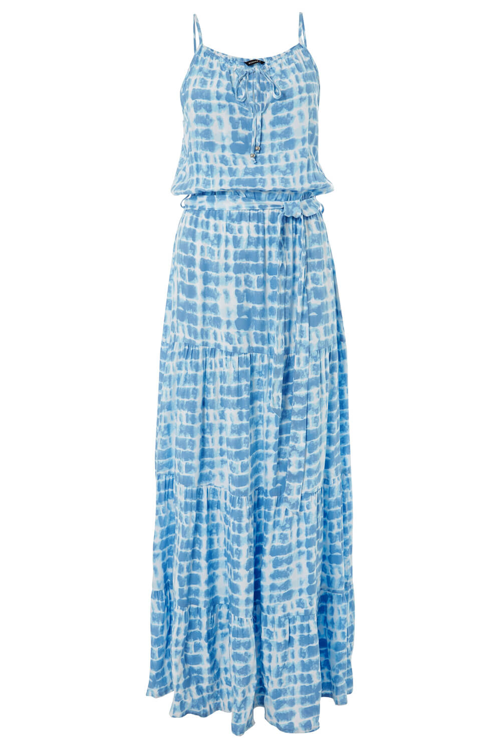 Blue Tie Dye Tiered Maxi Dress, Image 4 of 4