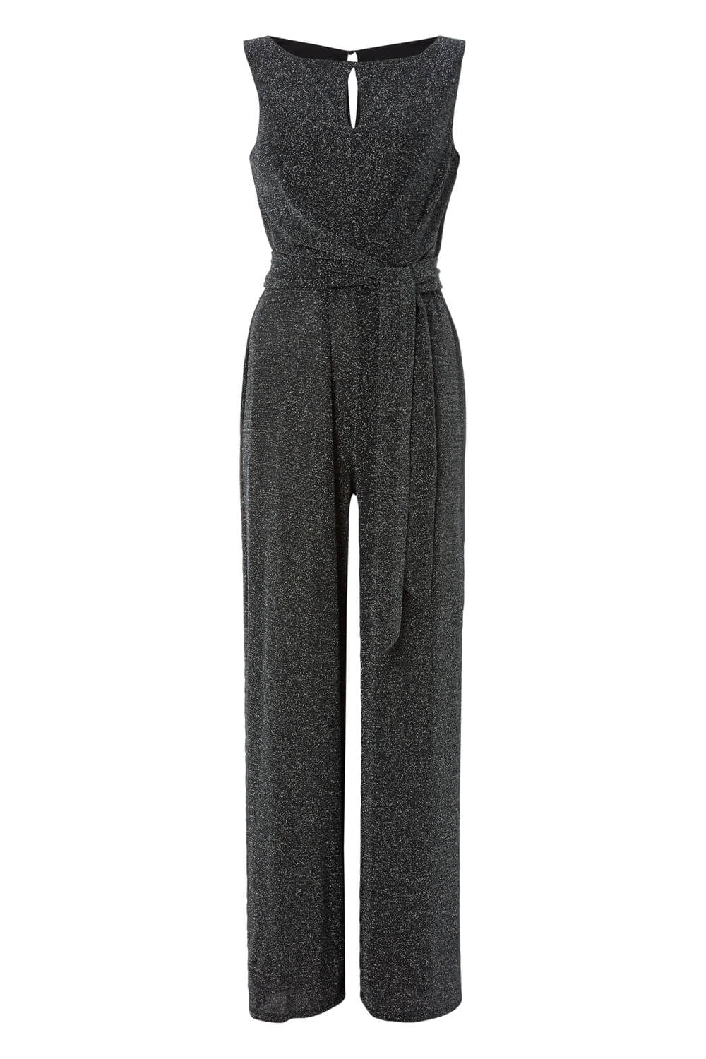 Silver Belted Glitter Jumpsuit, Image 4 of 4