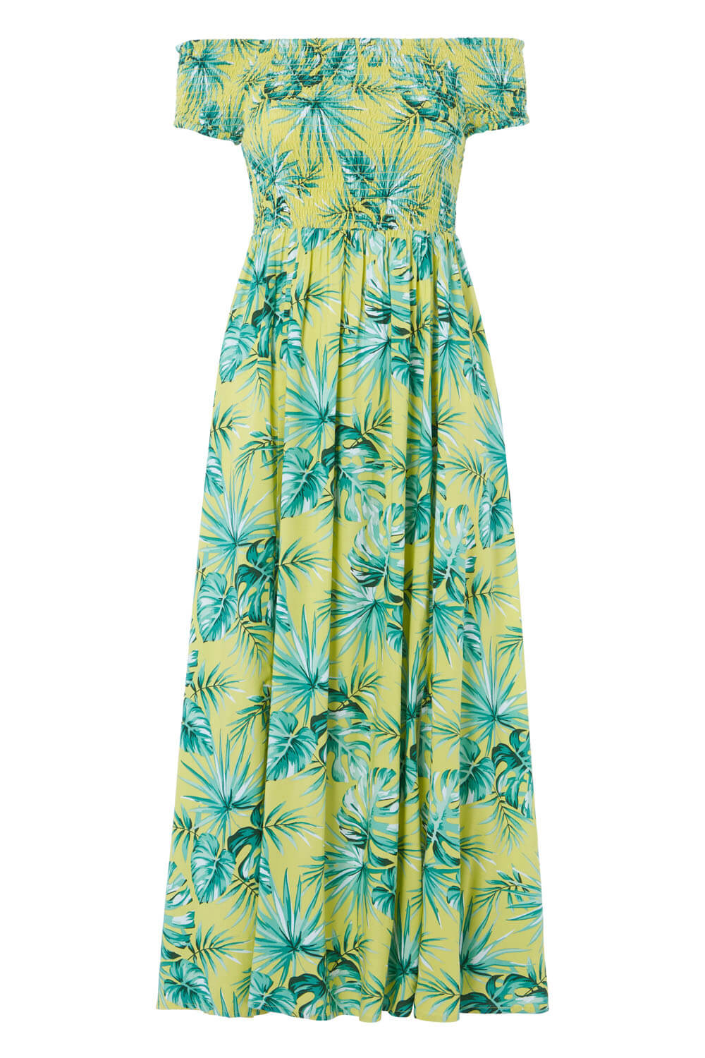 Lime Tropical Bardot Maxi Dress, Image 4 of 4