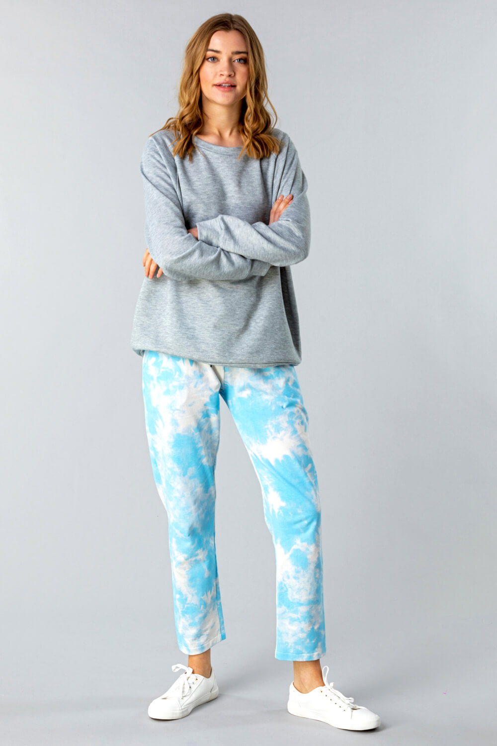 Turquoise Tie Dye Lounge Joggers, Image 4 of 4