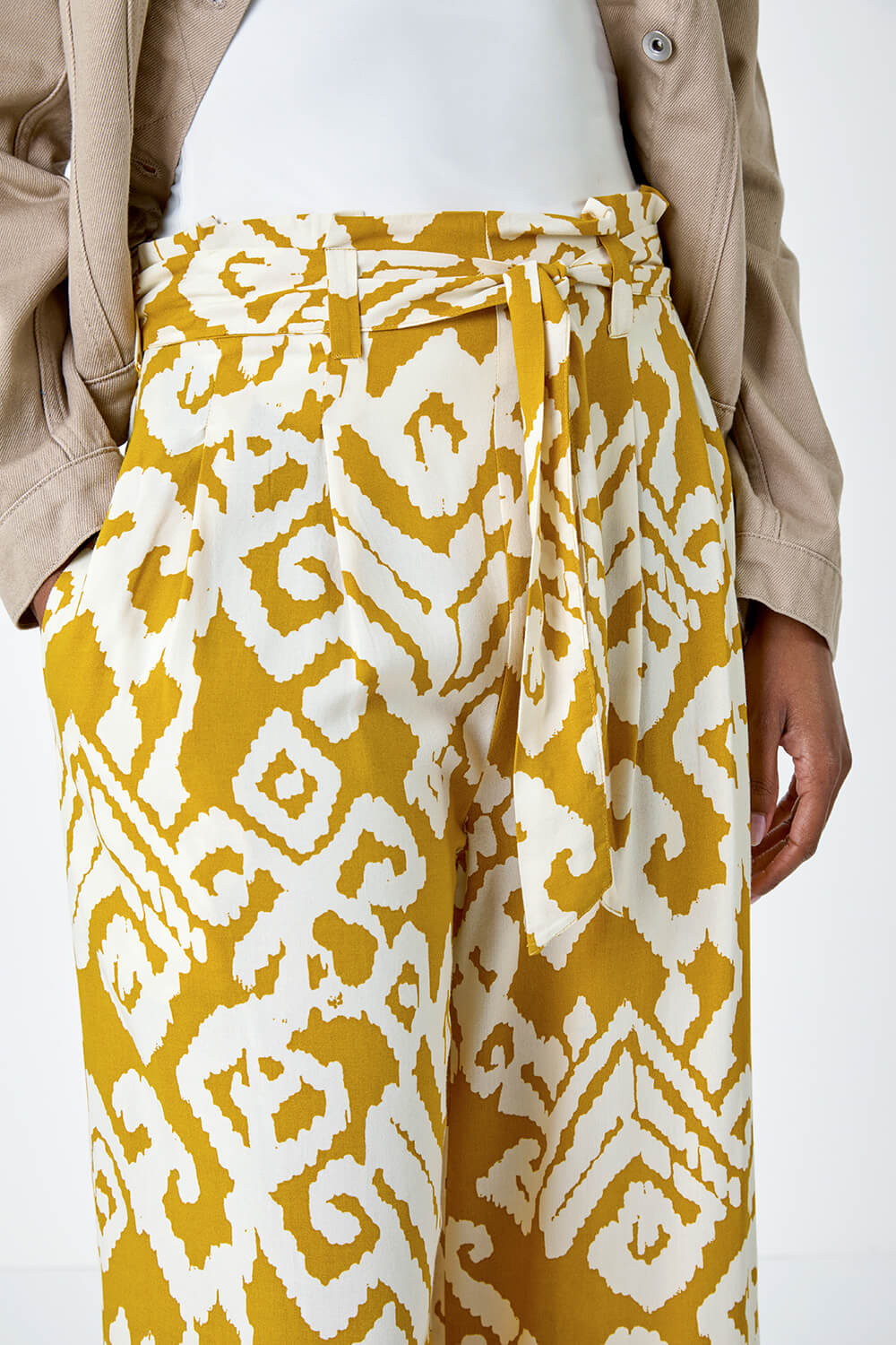 Amber Aztec Print Wide Leg Cropped Trousers, Image 5 of 5