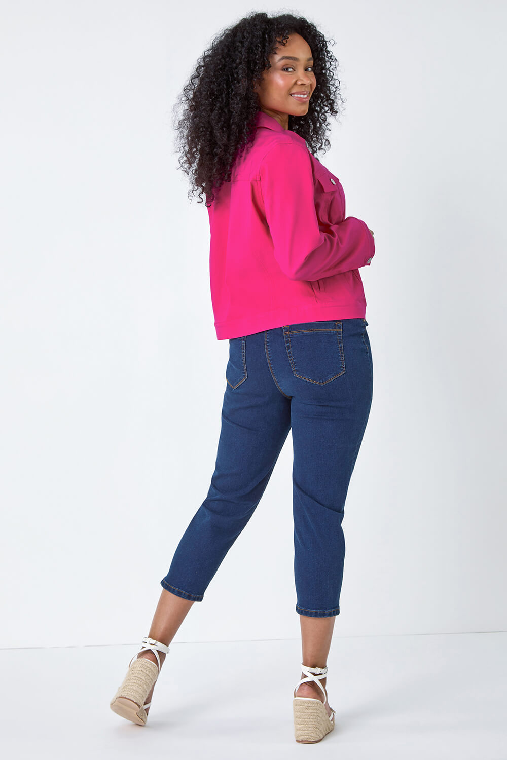 Bright Pink Petite Stretch Pocket Jacket, Image 3 of 5
