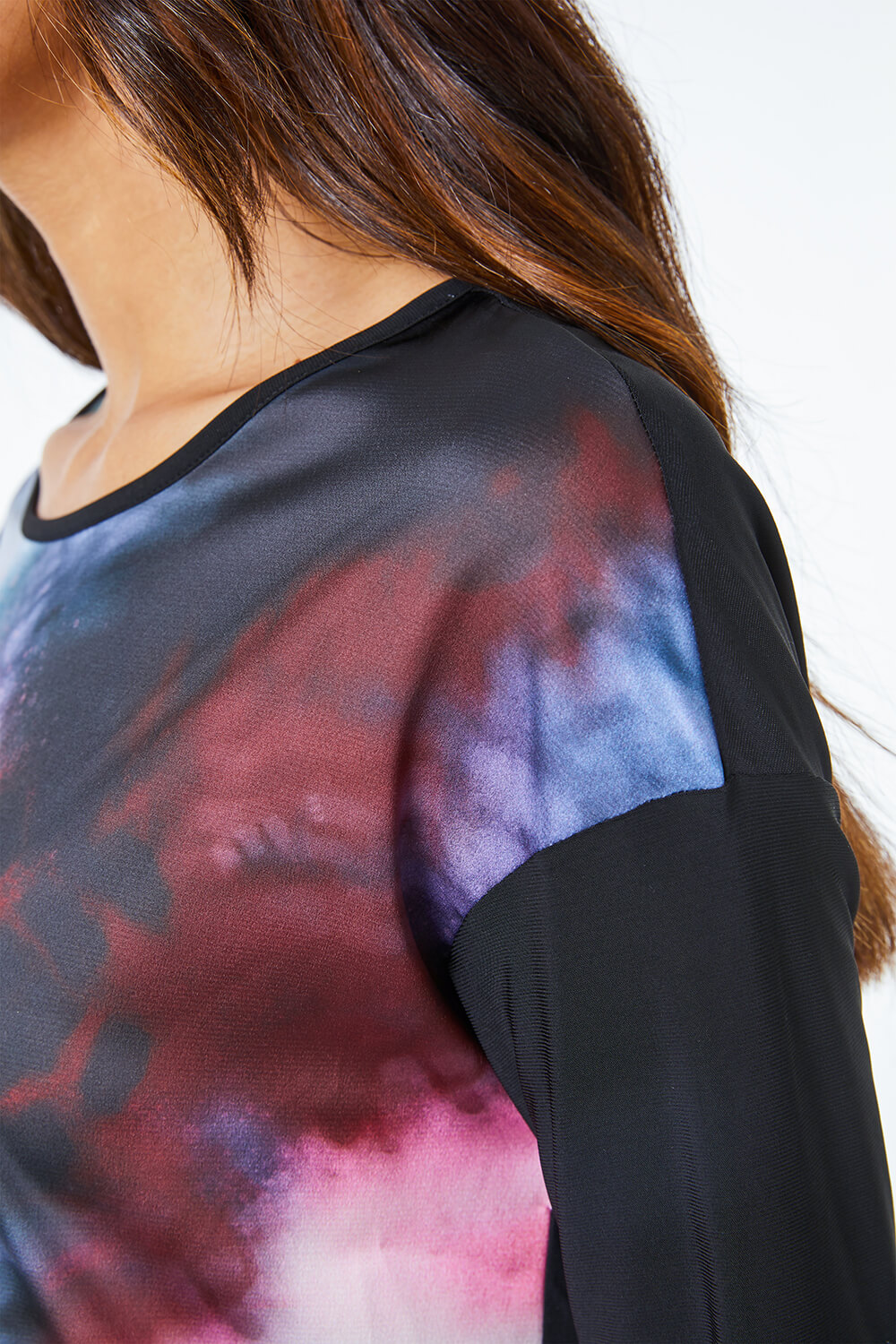 Black Abstract Print Stretch Jersey Tunic, Image 5 of 5