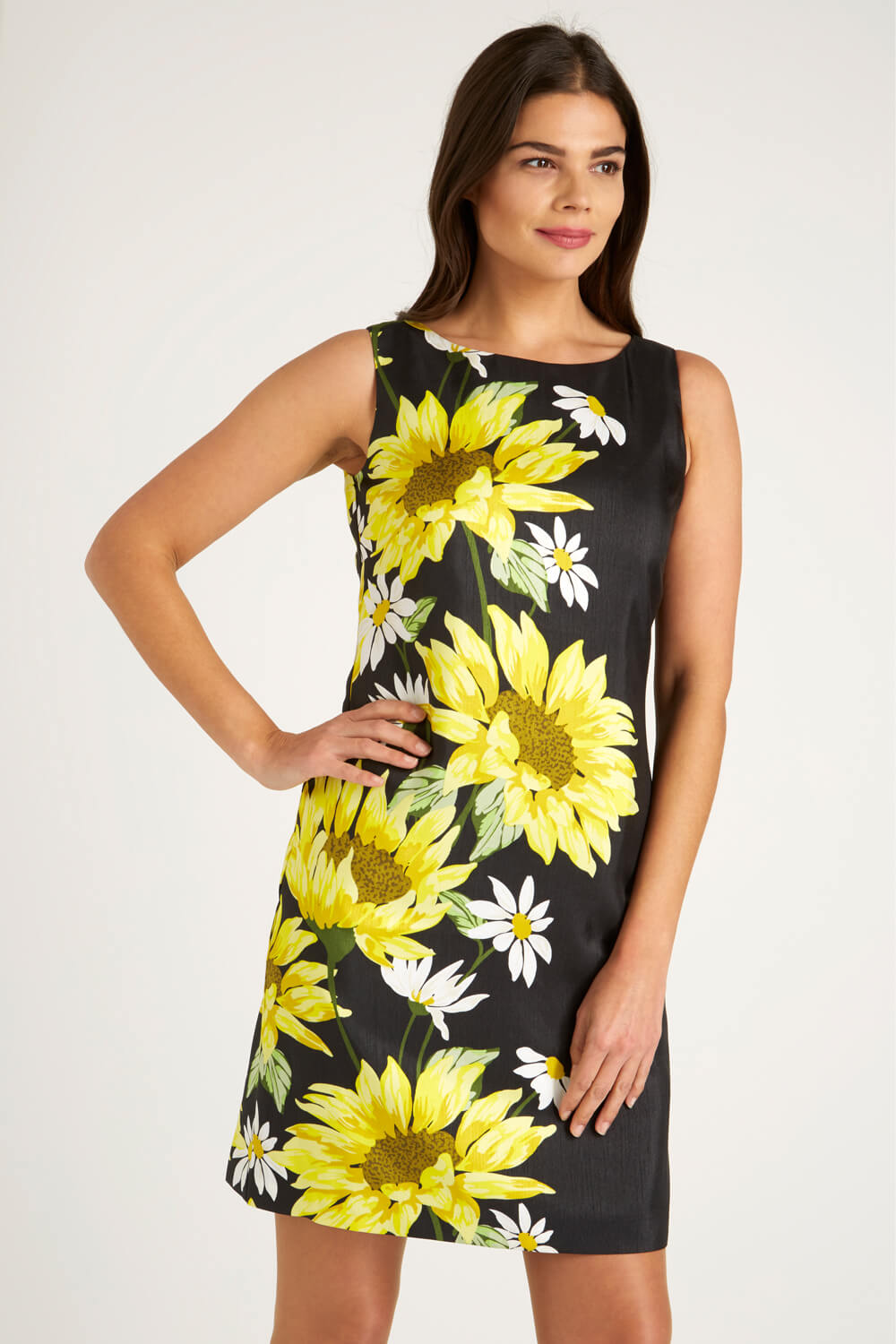Yellow Daisy Border Print Dress, Image 2 of 4