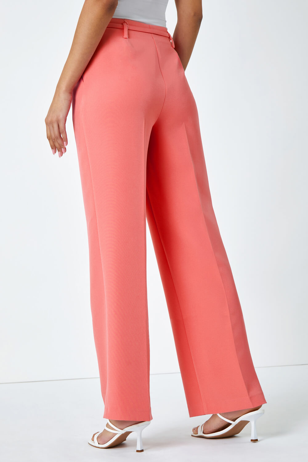 CORAL Crepe Stretch Straight Leg Trousers, Image 3 of 5