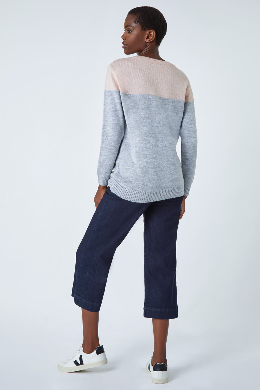 Lindy Knit Jumper - Mint & Rose Colourblock