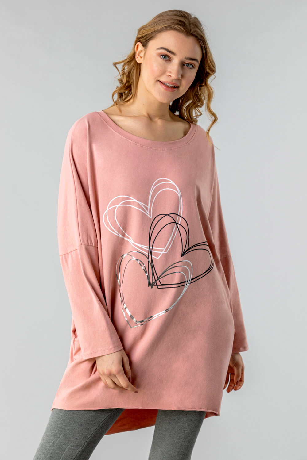 One Size Foil Heart Print Lounge Top