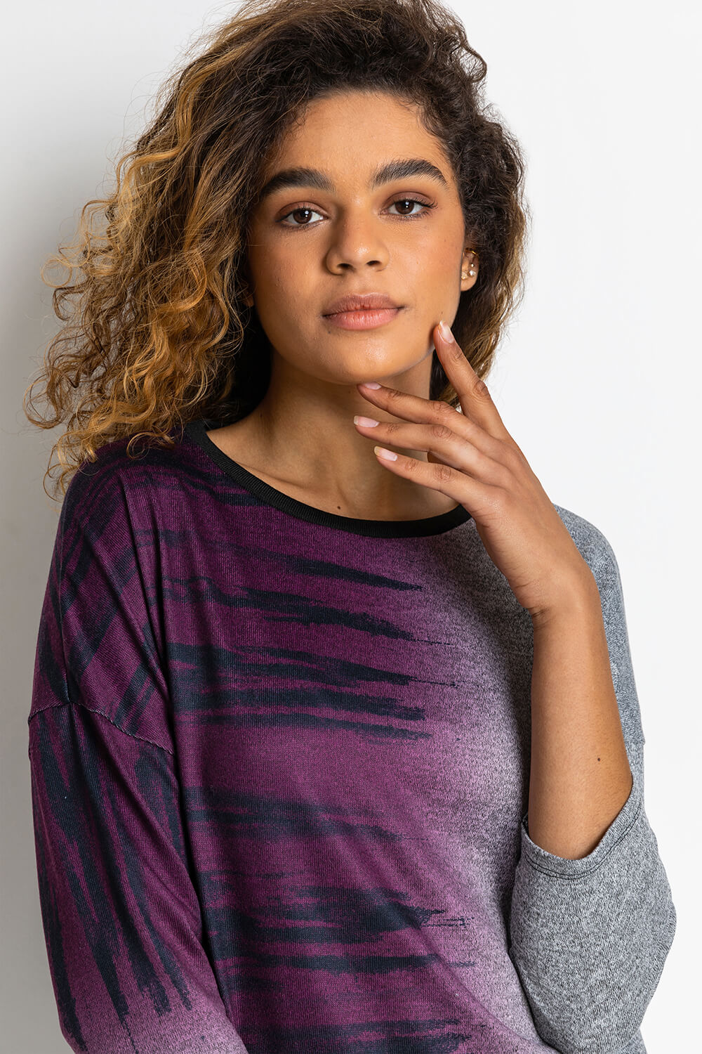Purple Ombre Animal Print Jersey Top, Image 4 of 4