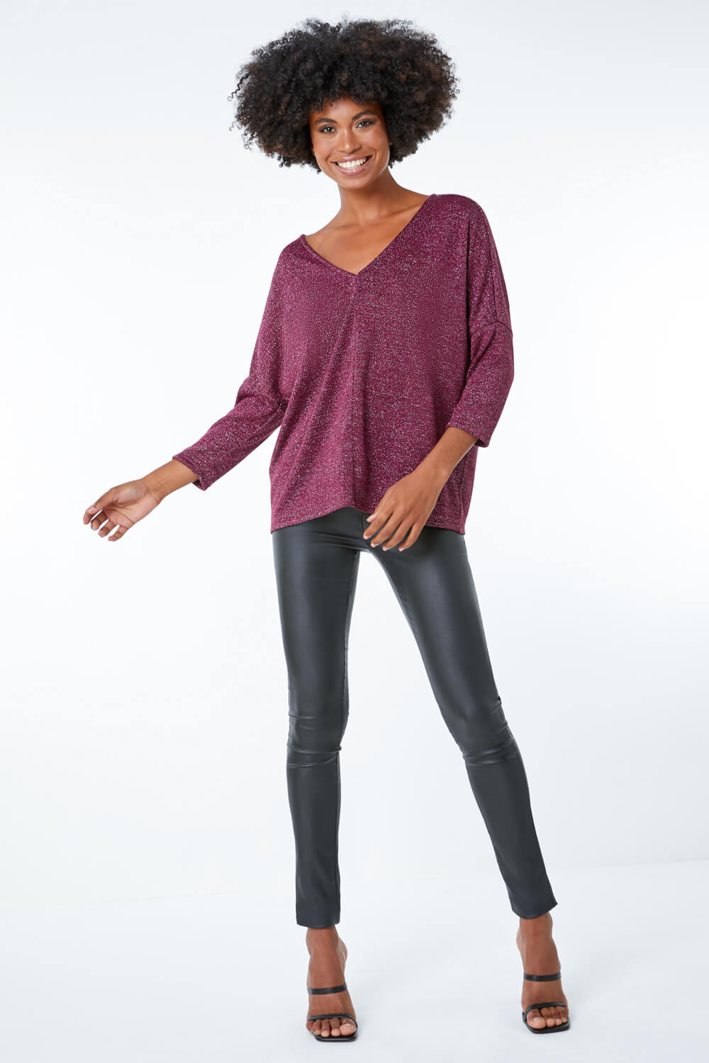 Wine Sparkle Knit Tunic Jumper, Image 3 of 5