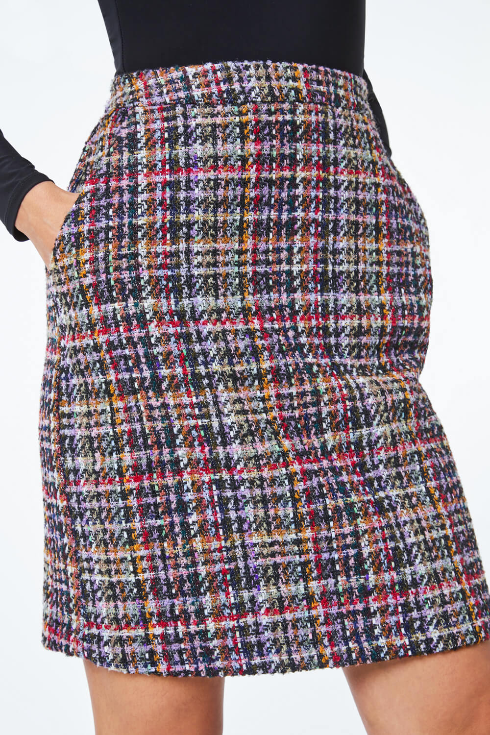Multi  Textured Check Mini Skirt, Image 4 of 5