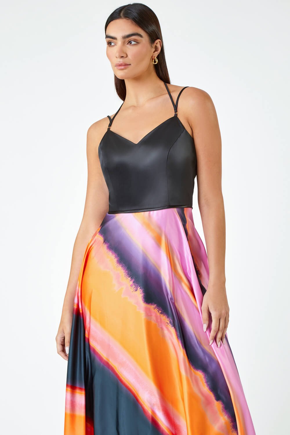 PINK Luxe Colourblock Fit & Flare Maxi Dress, Image 4 of 6