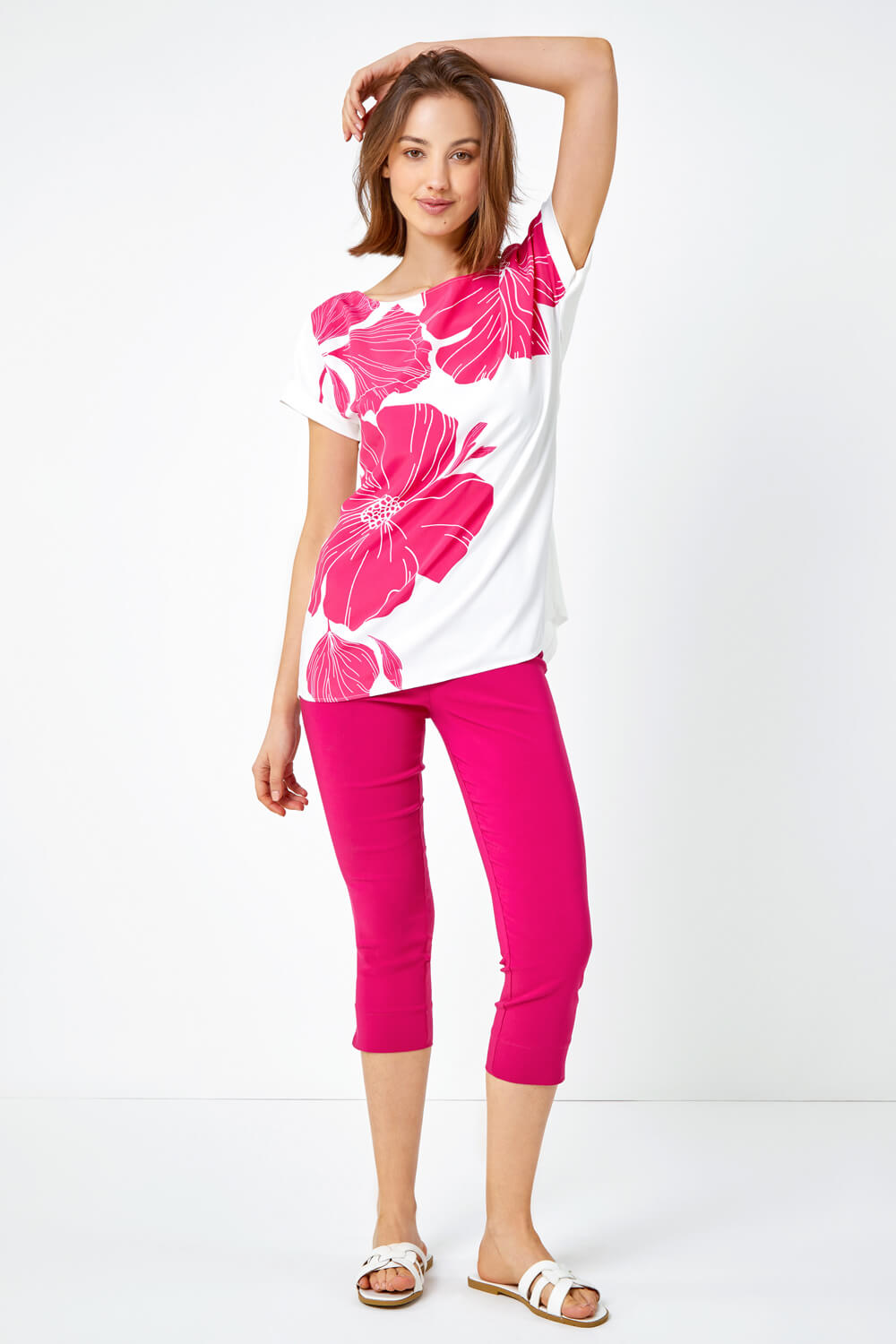 PINK Floral Print Stretch T-Shirt, Image 2 of 5