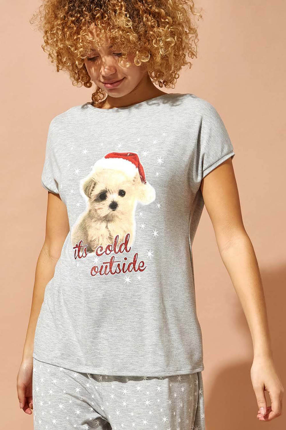 Christmas Puppy Print Lounge T-Shirt