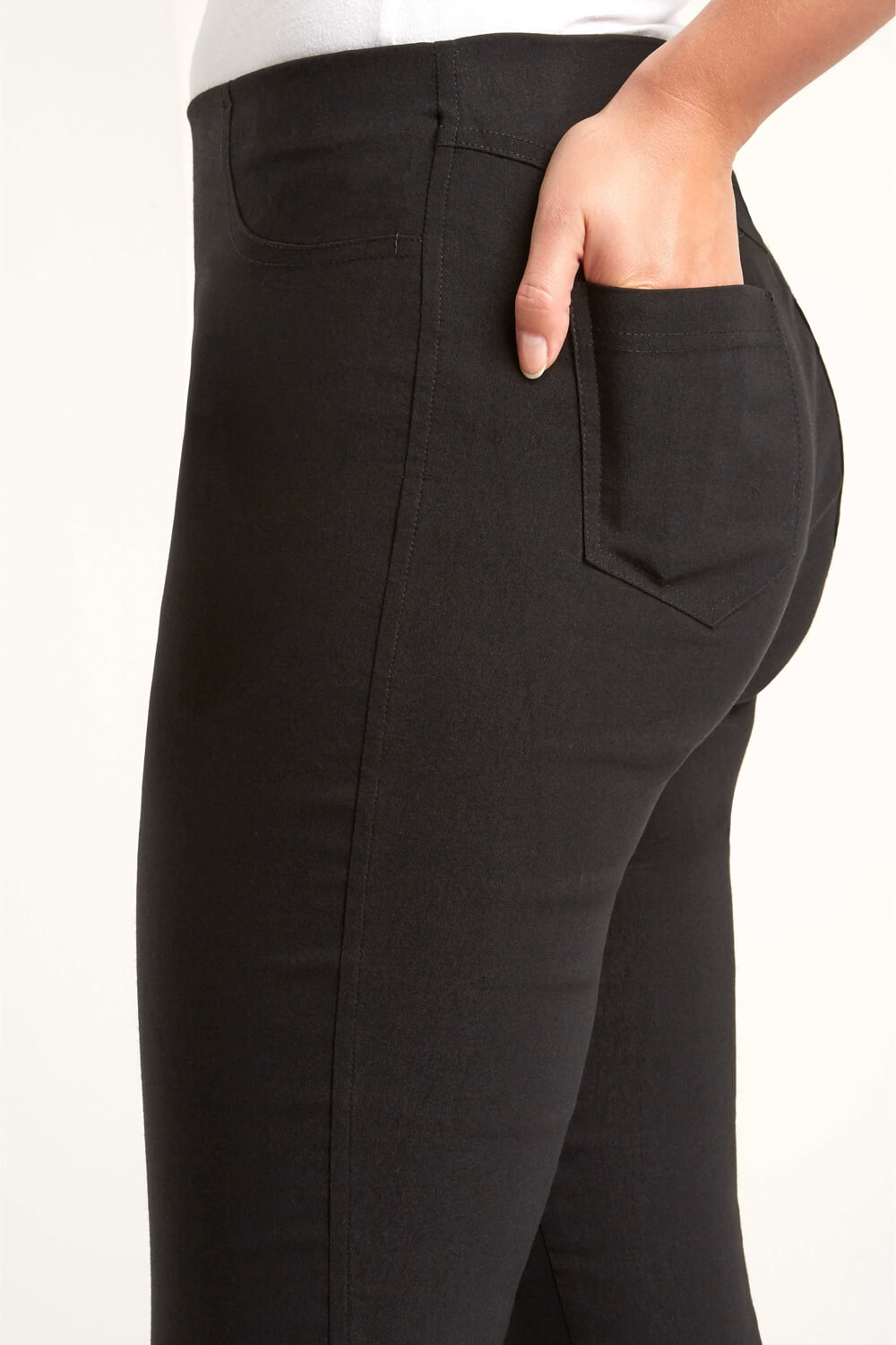 Black 3/4 Length Stretch Trouser, Image 3 of 4