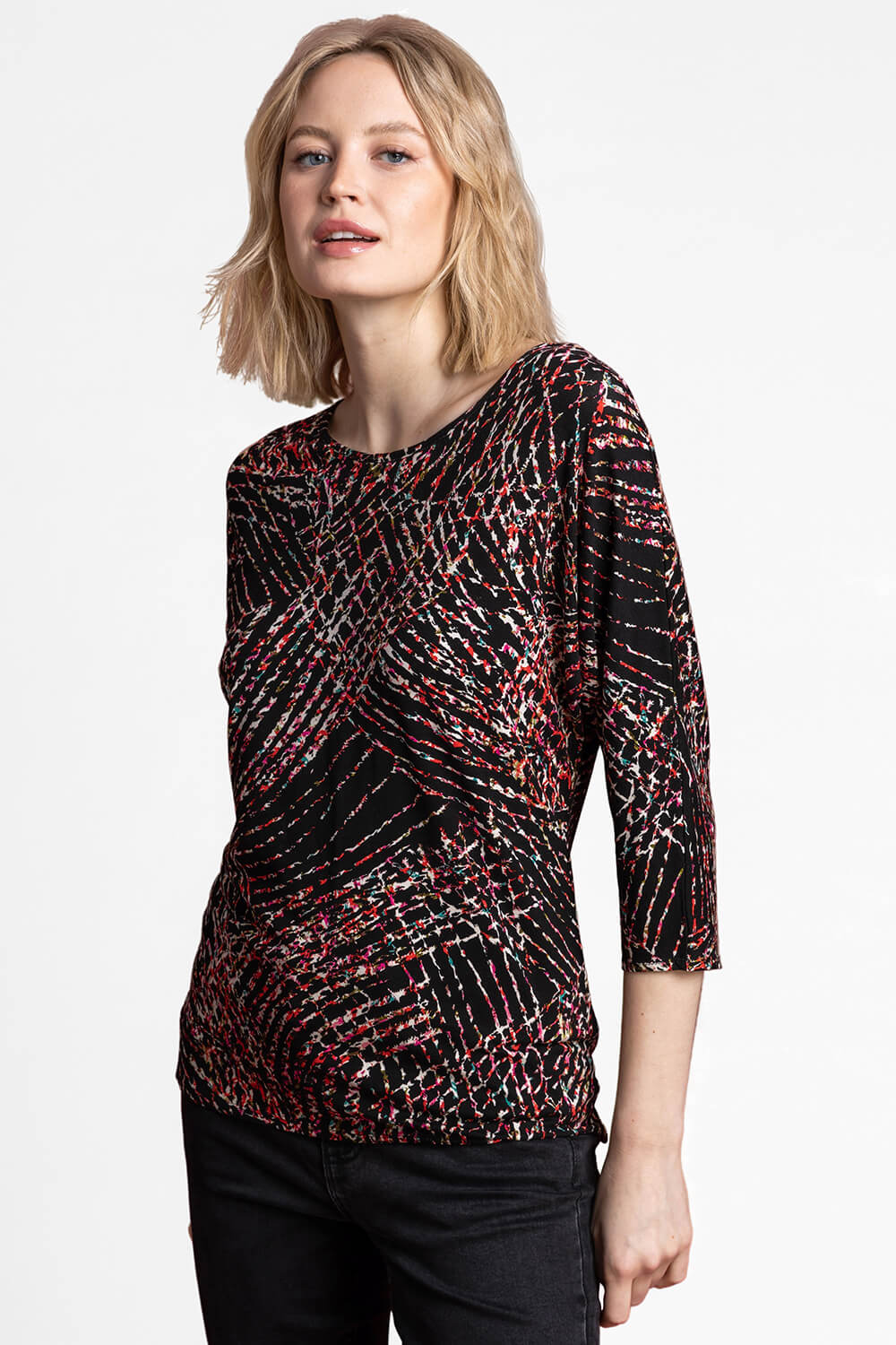 Black Textured Abstract Print Top, Image 4 of 4