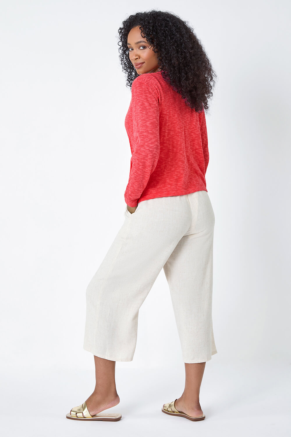 CORAL Petite Waterfall Front Cotton Knit Cardigan, Image 3 of 5