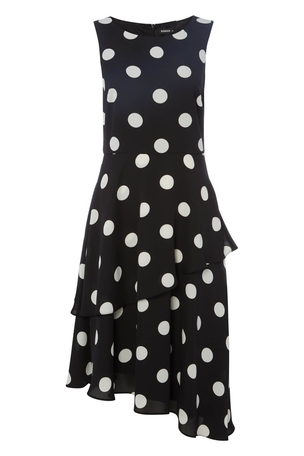 Black Spot Print Fit and Flare Dress, Image 5 of 5