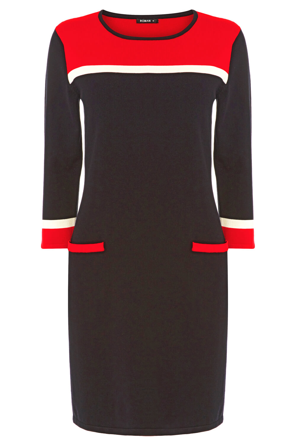 Red Colour Block Knitted Dress, Image 6 of 6