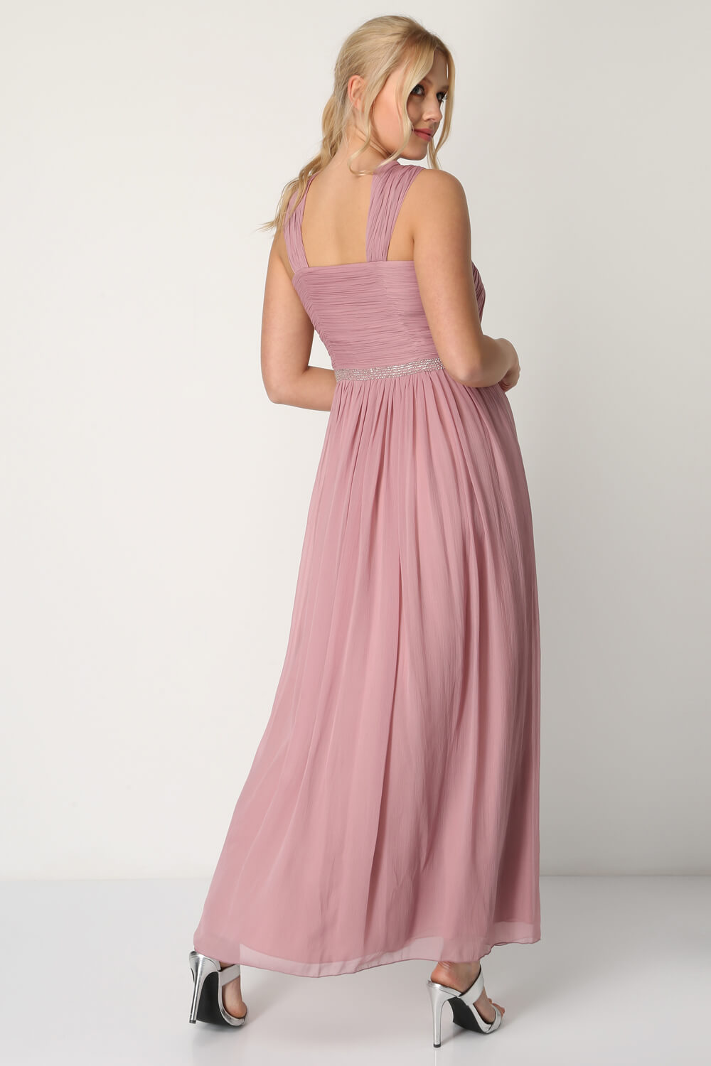Bead Embellished Maxi Dress in Rose - Roman Originals UK