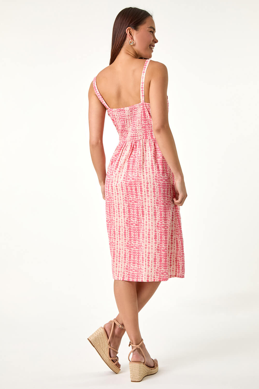 PINK Petite Tie Dye Button Front Dress, Image 3 of 5