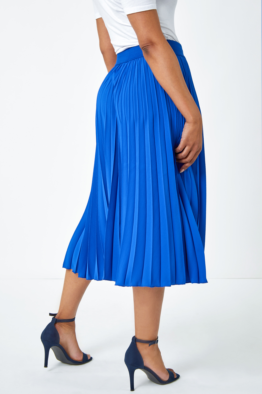 Petite Pleated Midi Skirt in Royal Blue - Roman Originals UK