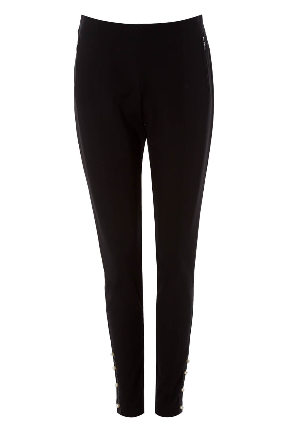 Black Pearl Detail Stretch Trousers, Image 5 of 5