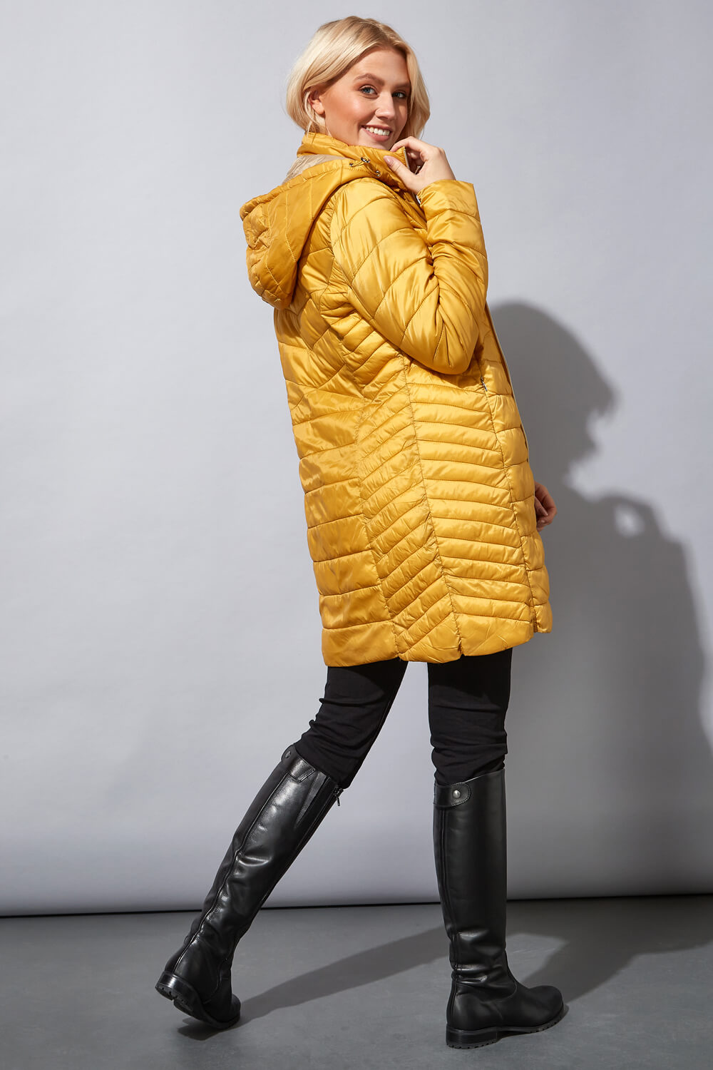 Amber Padded Quilt Longline Coat, Image 3 of 4