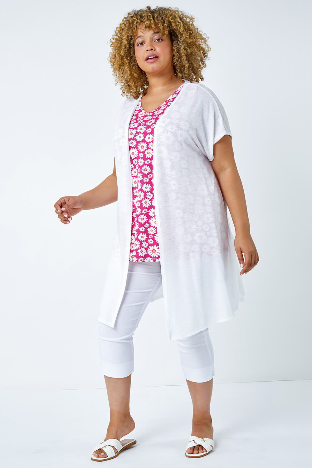 PINK Curve Floral Swing Stretch Top, Image 4 of 5