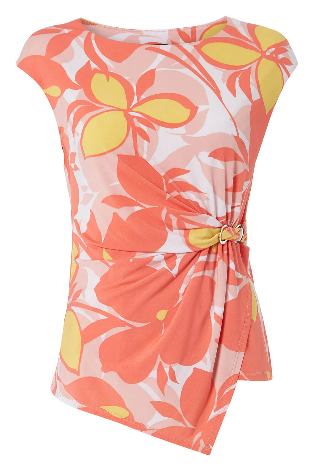 CORAL Ruched Side Floral Print Top, Image 4 of 4