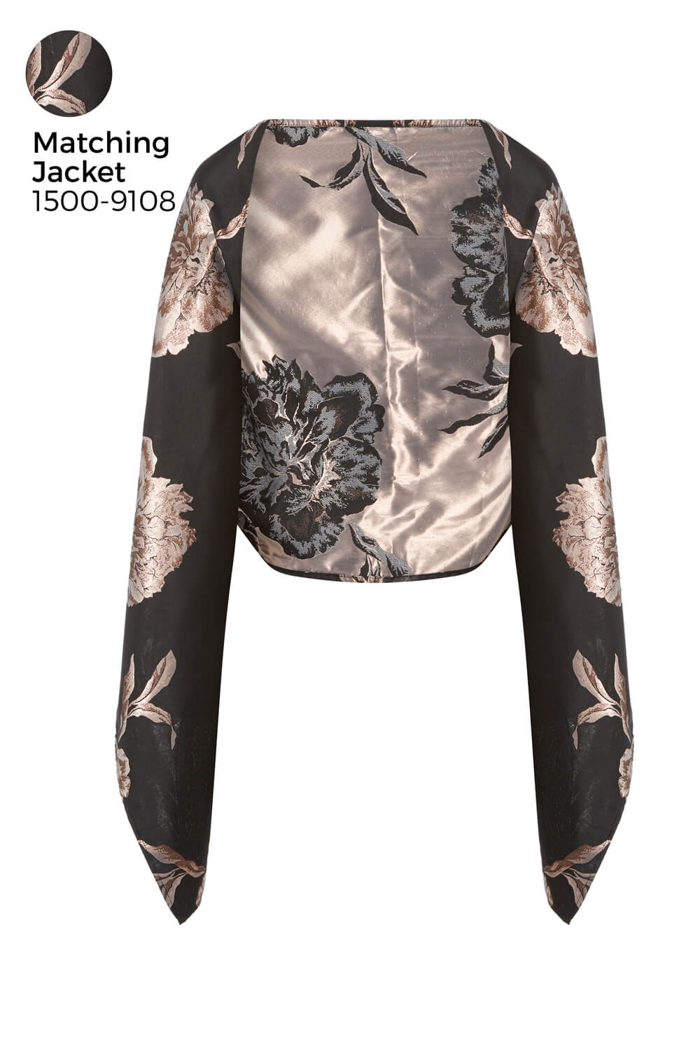 Black Floral Jacquard Fishtail Maxi Dress, Image 5 of 6