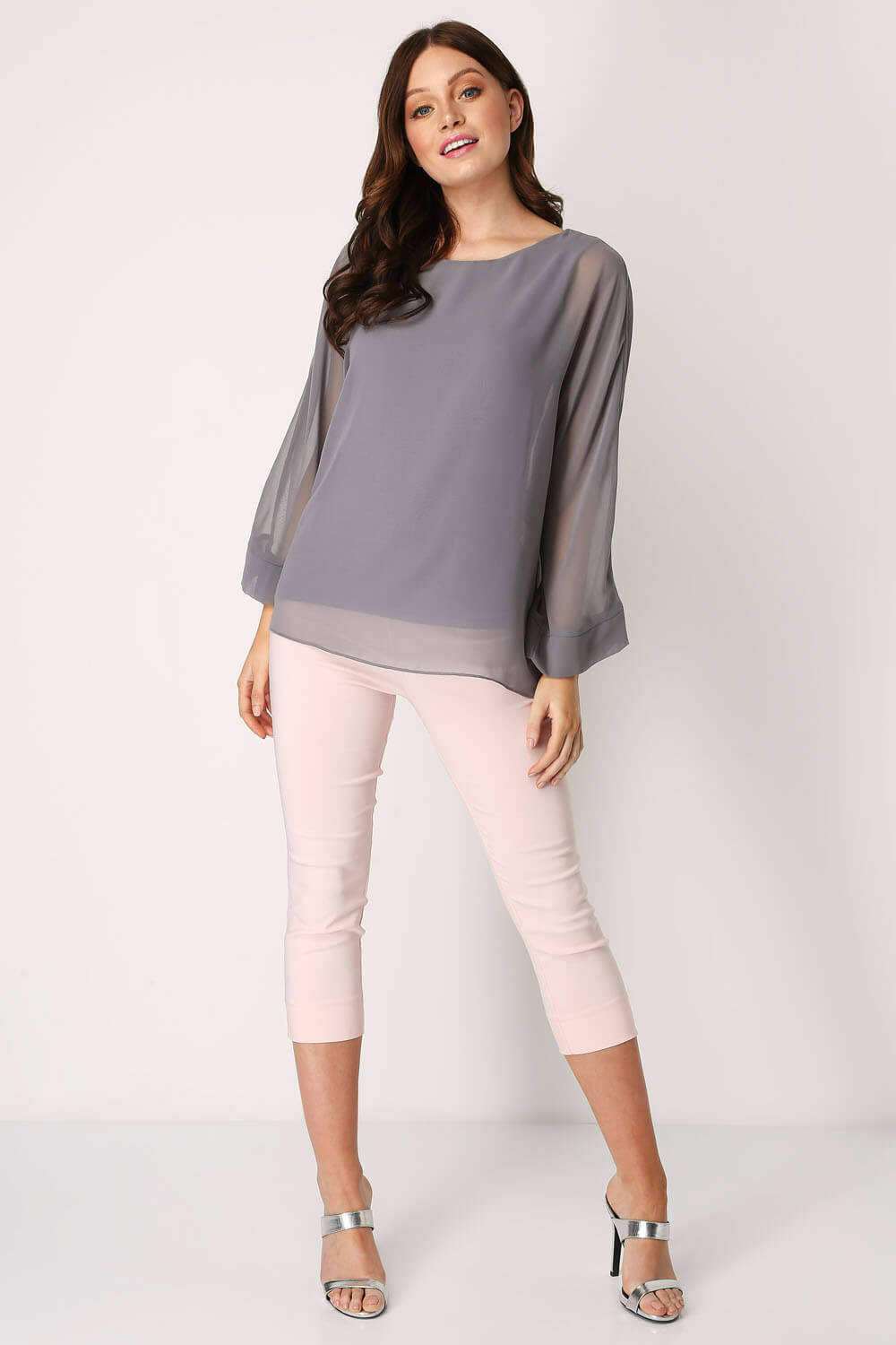 grey chiffon top