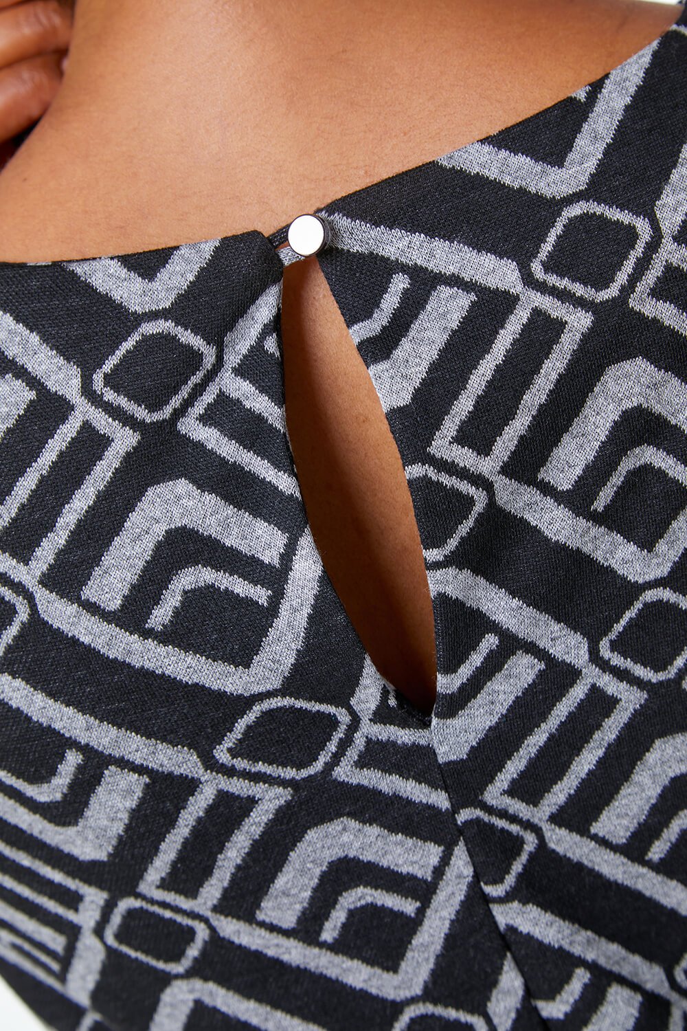 Grey Petite Geometric Midi Dress, Image 5 of 5