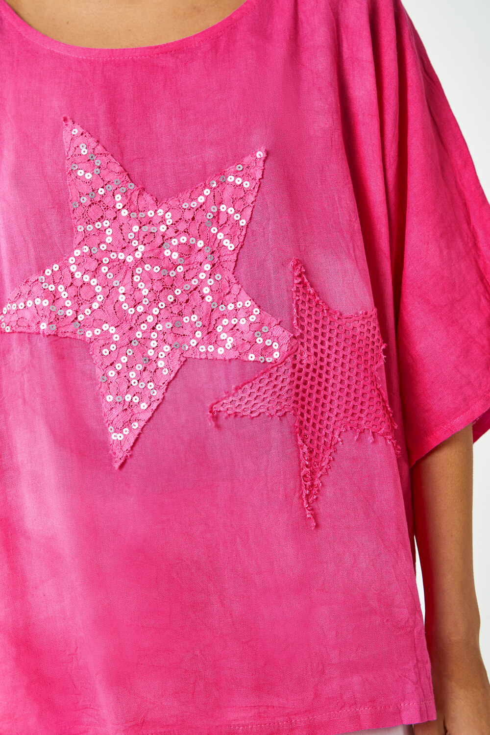 PINK Sequin Star Print Tunic Top , Image 5 of 5