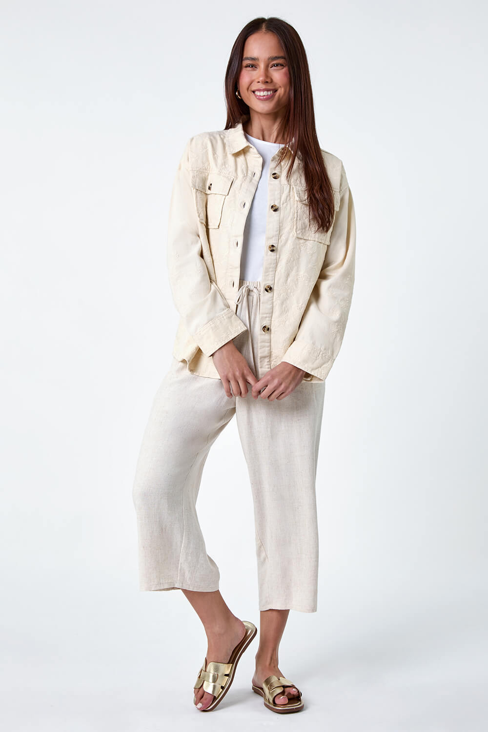 Stone Petite Cotton Broderie Pocket Jacket, Image 2 of 5