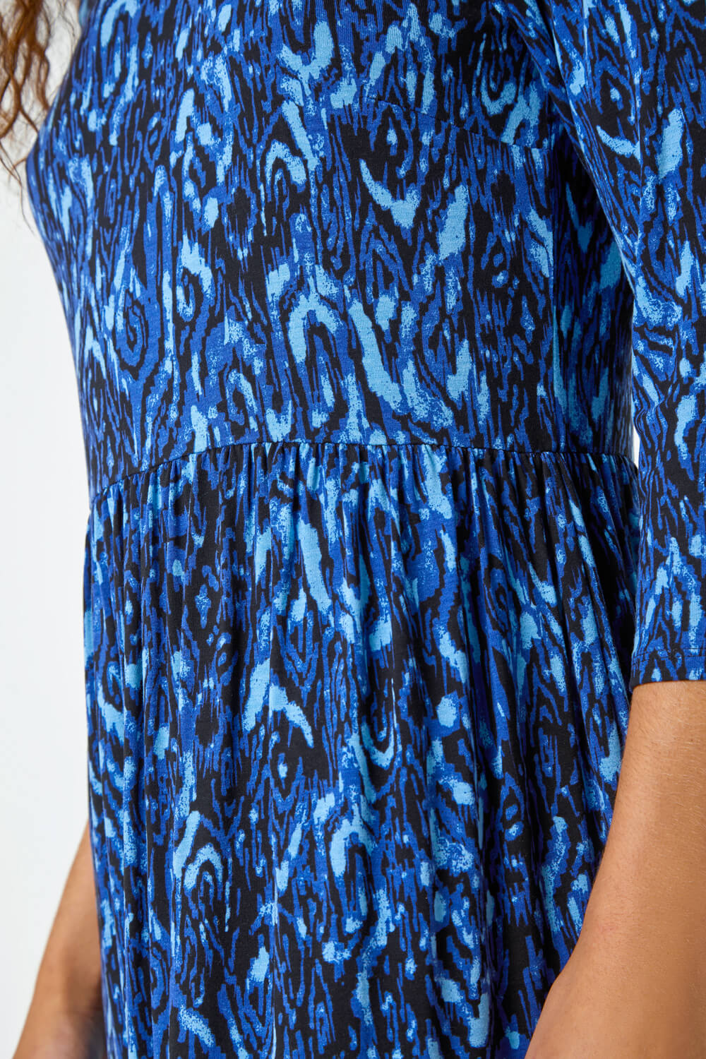 Royal Blue Aztec Print Stretch Midi Dress, Image 5 of 5