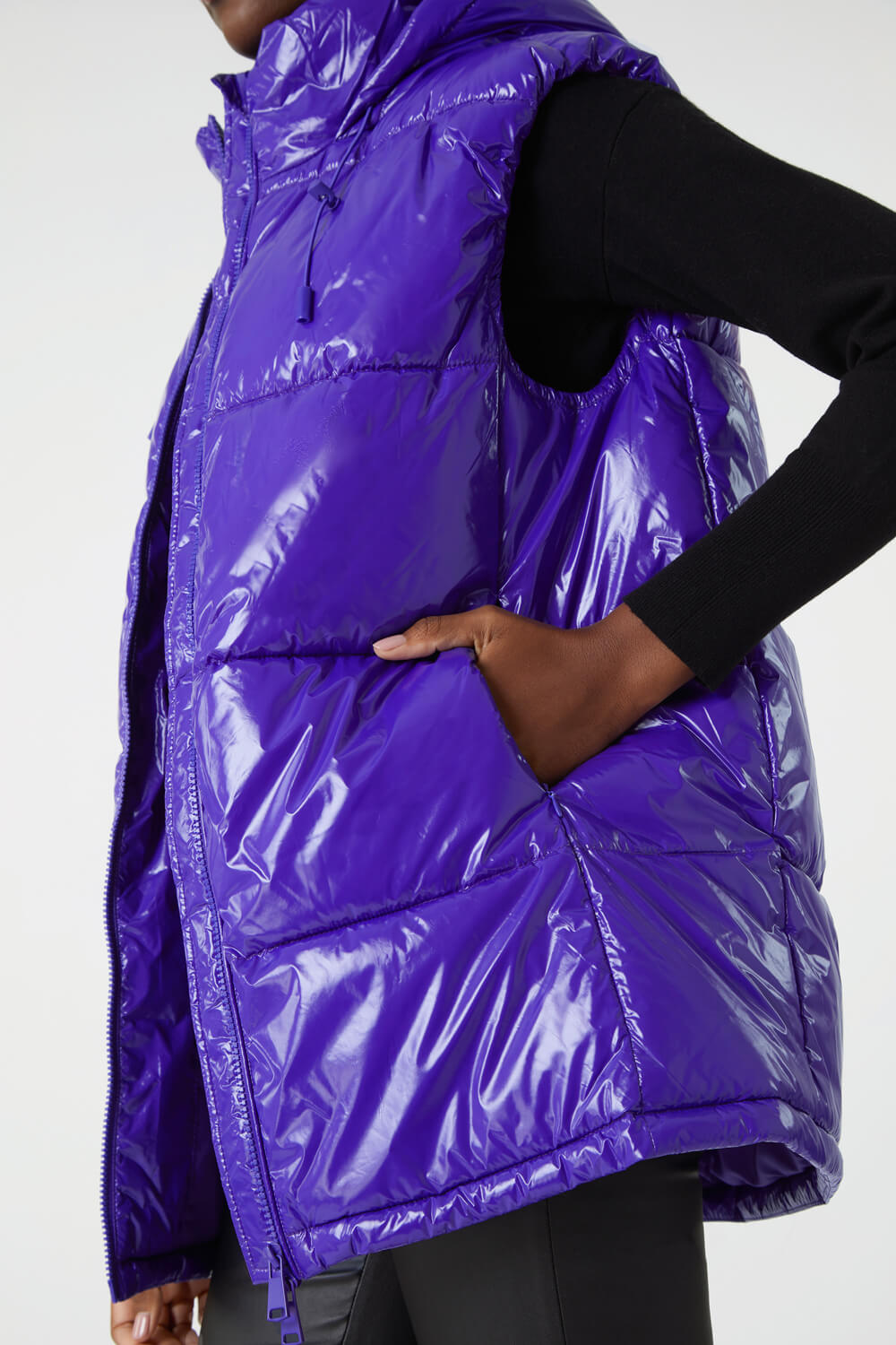 Purple Patent Hooded Gilet | Roman UK