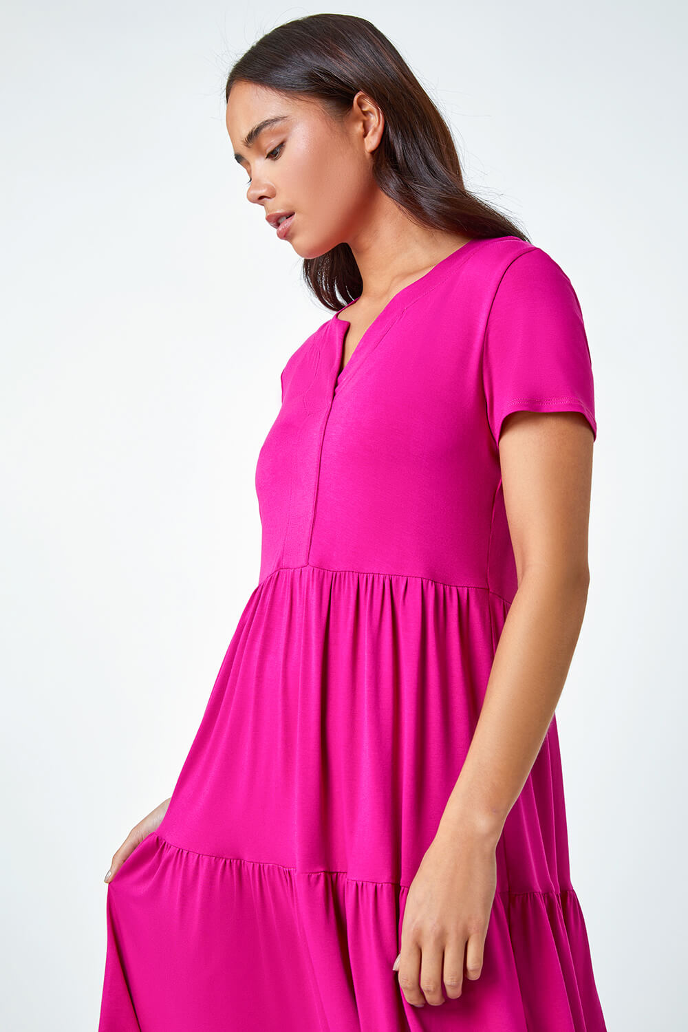 PINK Petite Tiered Stretch T-Shirt Dress, Image 4 of 5