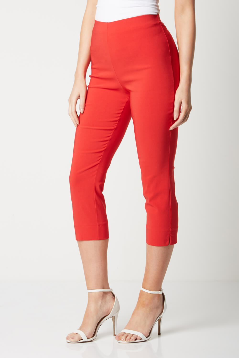 Red Cropped Stretch Trouser, Image 2 of 5