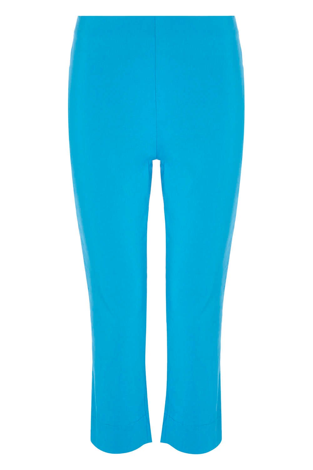 Turquoise Cropped Stretch Trousers, Image 3 of 5