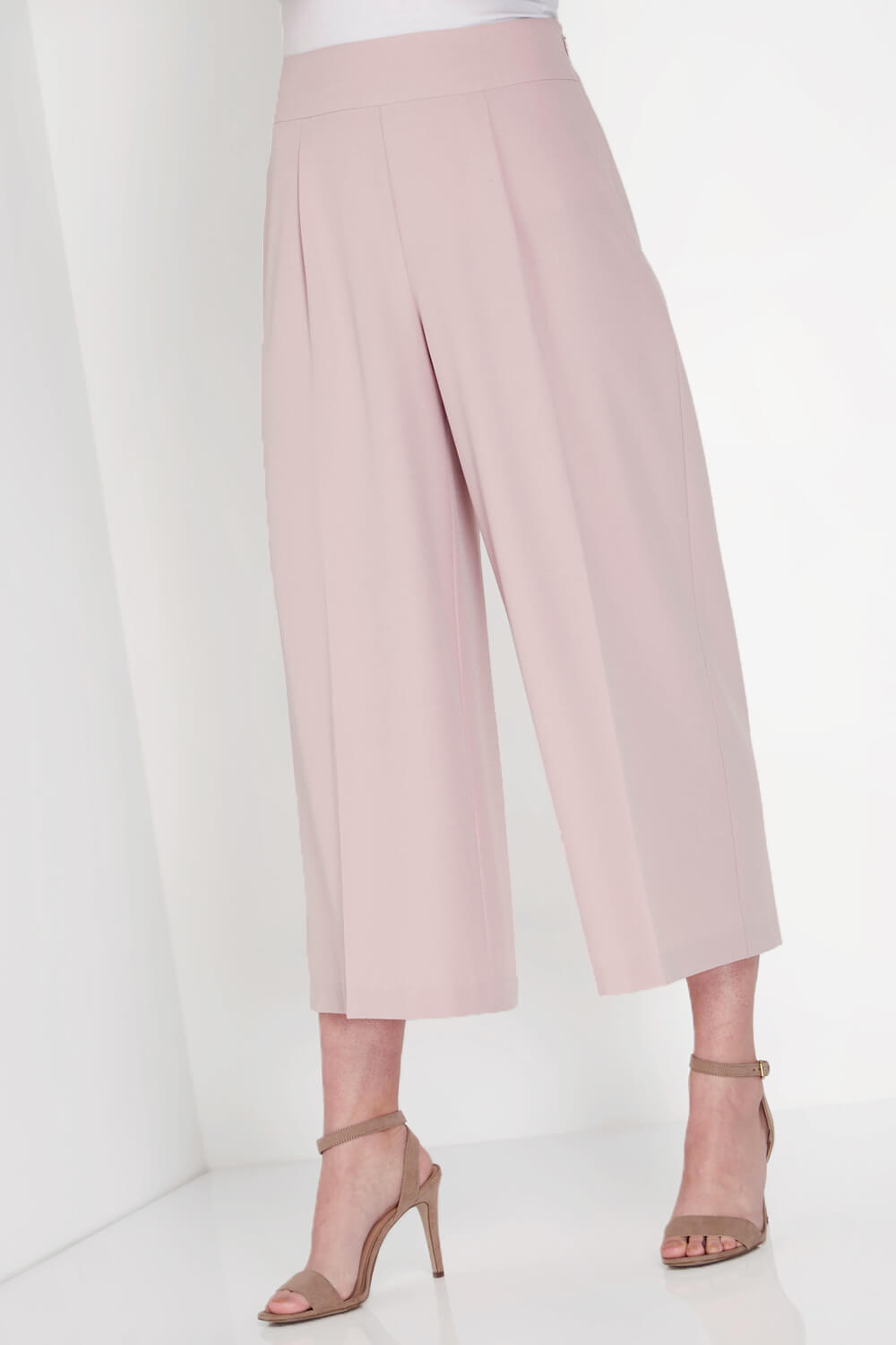 Light Pink Cropped Wide Leg Culotte , Image 2 of 5