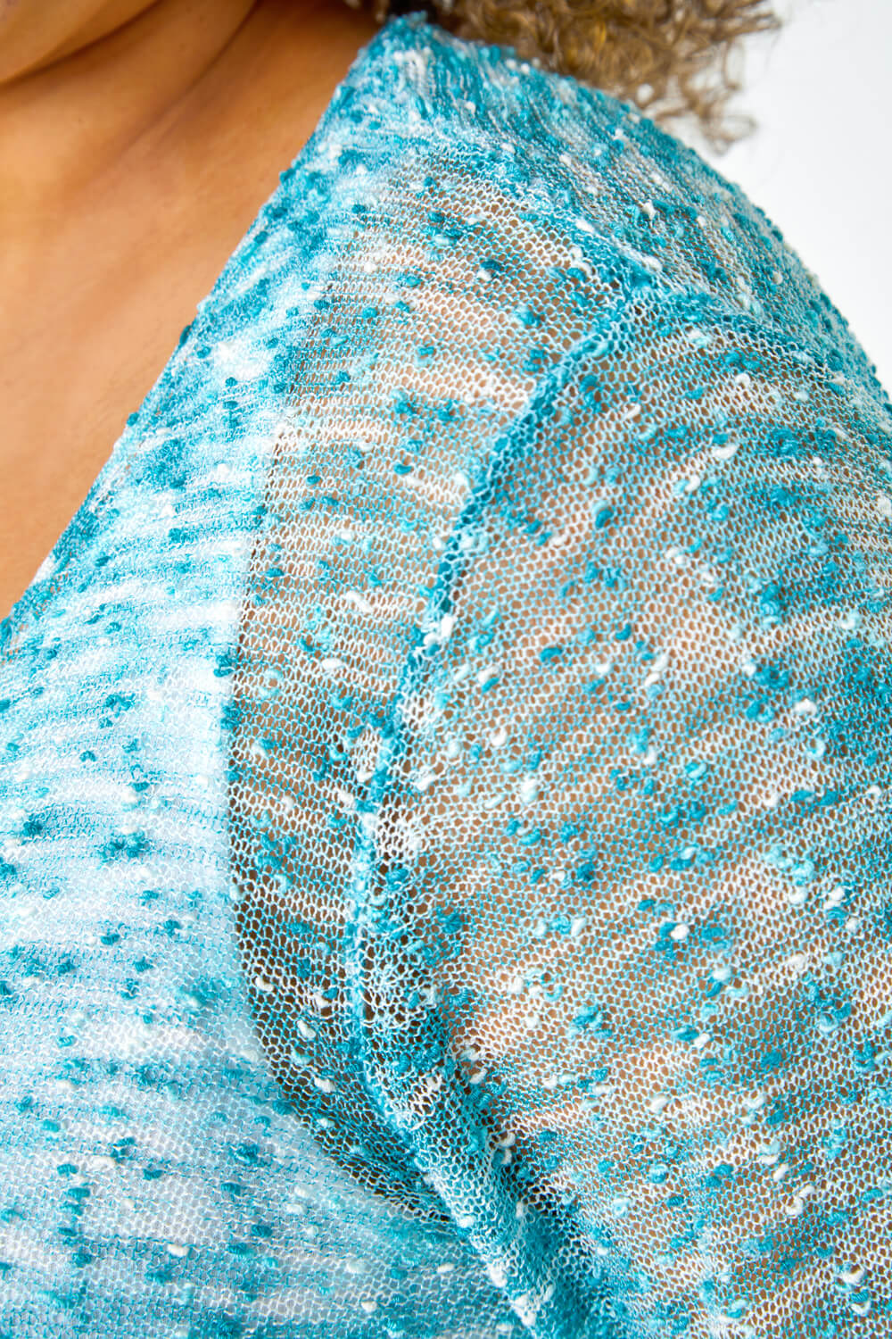 Aqua Curve Knitted Waterfall Cardigan, Image 5 of 5