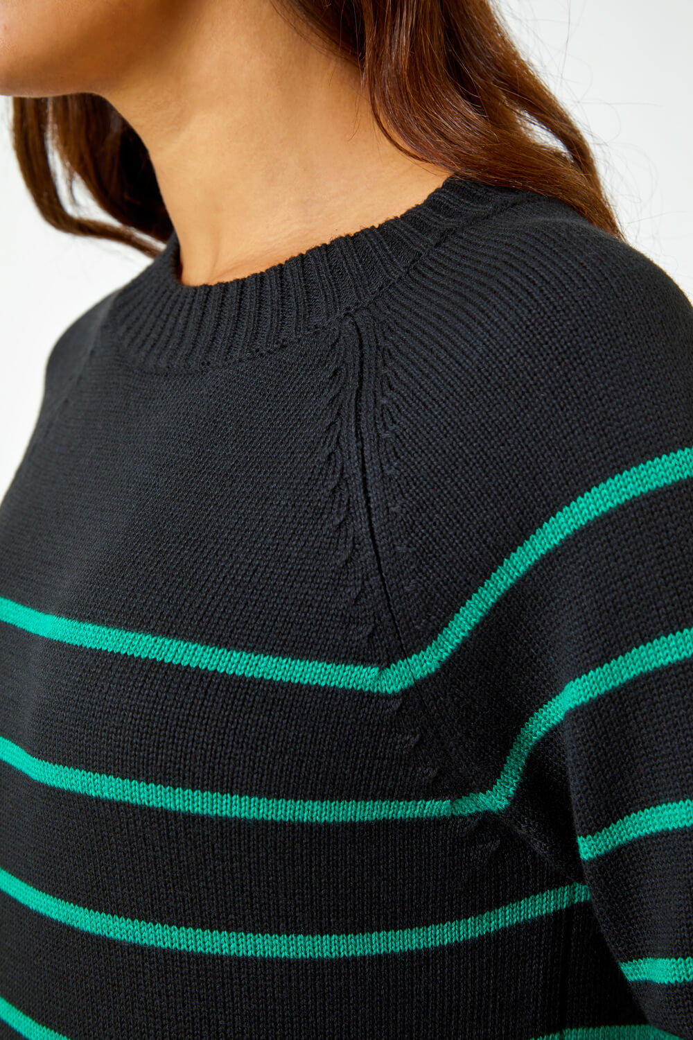 Green Stripe Print Knitted Jumper Dress, Image 5 of 5