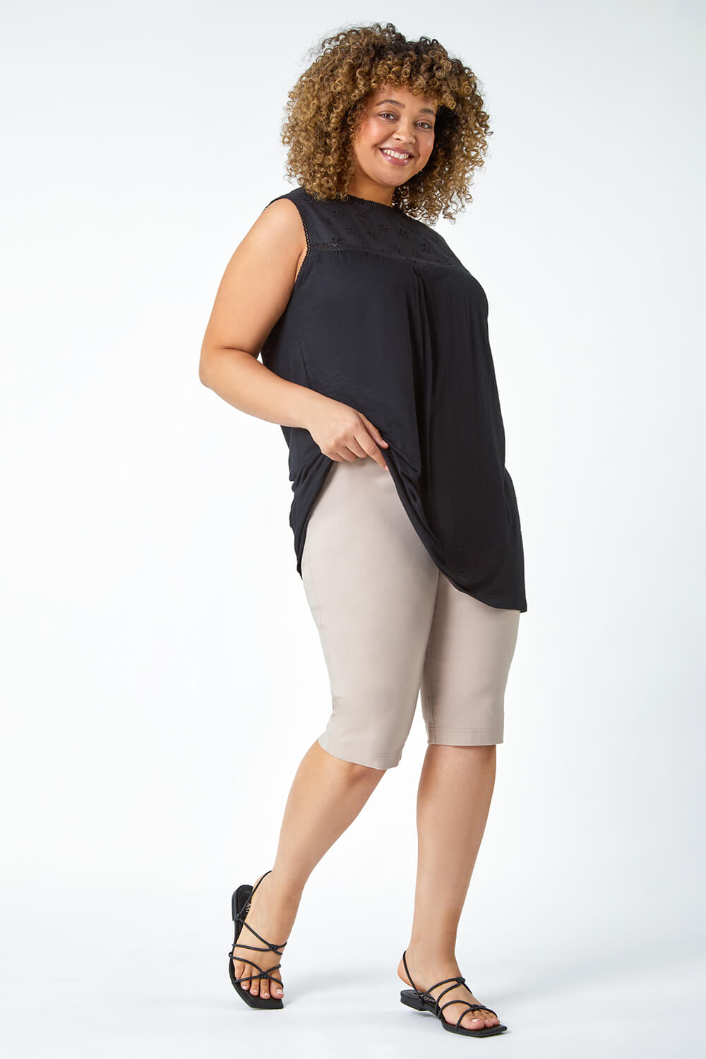 Natural  Curve Knee Length Stretch Shorts, Image 2 of 5