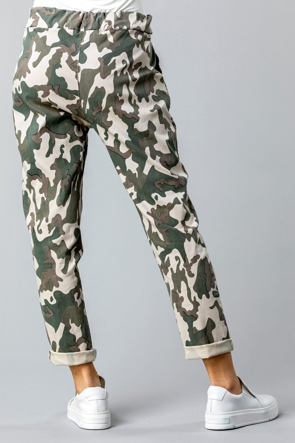 Pale Green Camo Print Crinkle Lounge Pant, Image 2 of 4