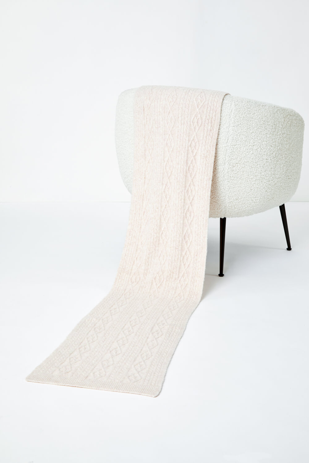 Ivory  Soft Cable Knit Scarf, Image 5 of 5