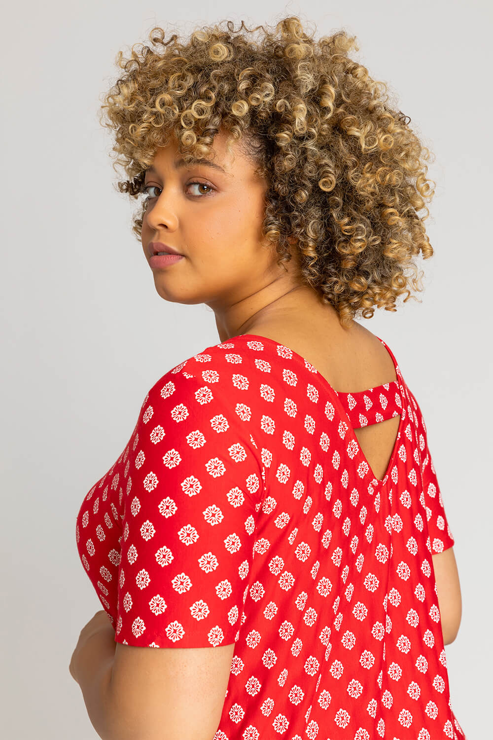 Red Curve Paisley Border Print Top, Image 4 of 4