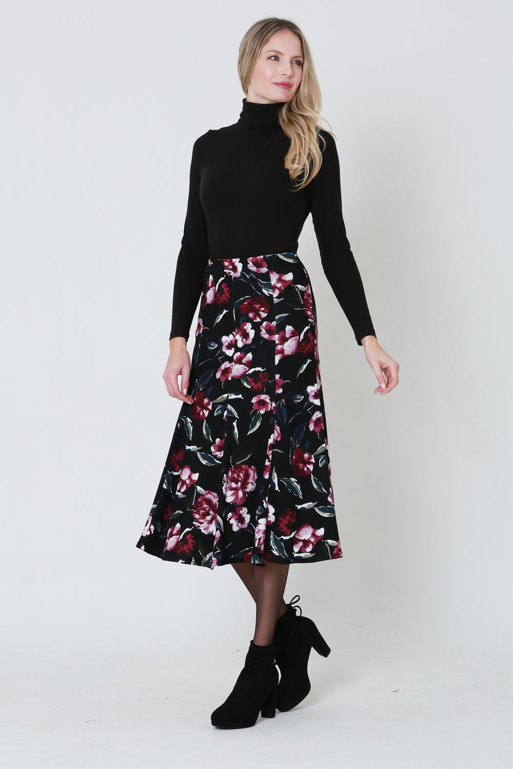 MAGENTA Julianna Floral Printed Midi Skirt, Image 3 of 4