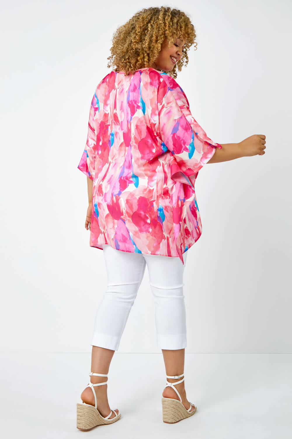 PINK Curve Abstract Print Relaxed Top, Image 3 of 5