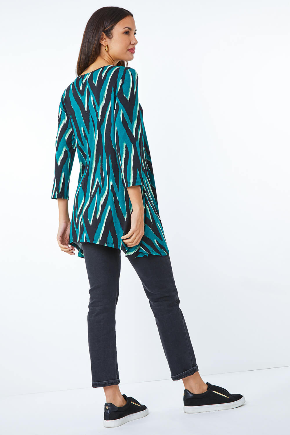 Green Animal Swing Stretch Tunic Top, Image 3 of 5