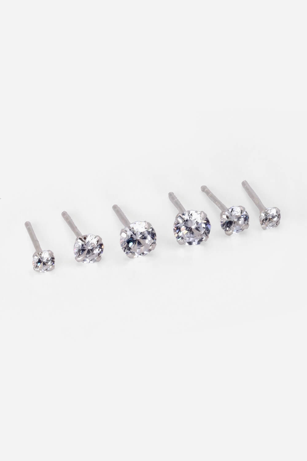 Sterling Silver Cubic Zirconia Stud Earring Set , Image 3 of 4